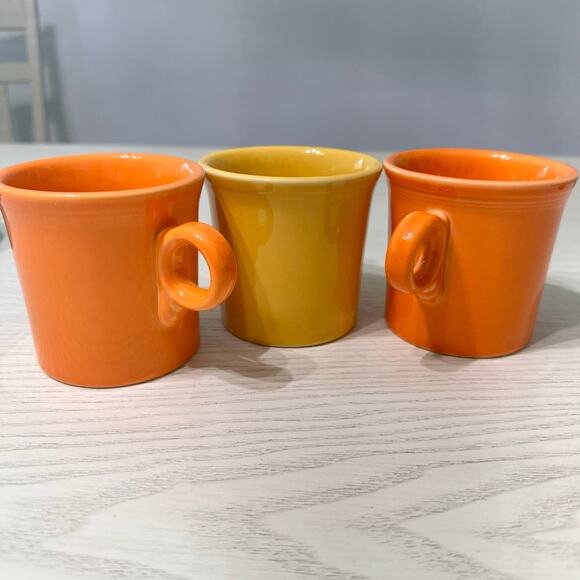 Lot of 3 Fiesta Ware Mugs Vintage Orange Yellow - Picture 1 of 4